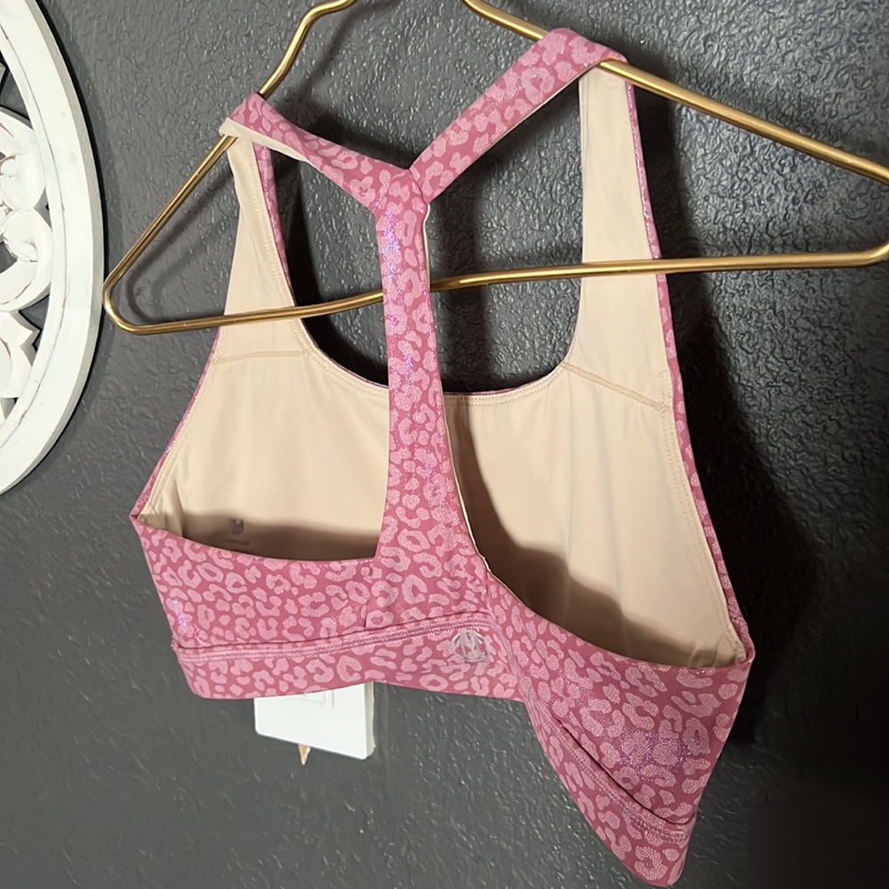 TYC sport bra leggings set PINK with rainbow irredentist Medium - Picture 4 of 7